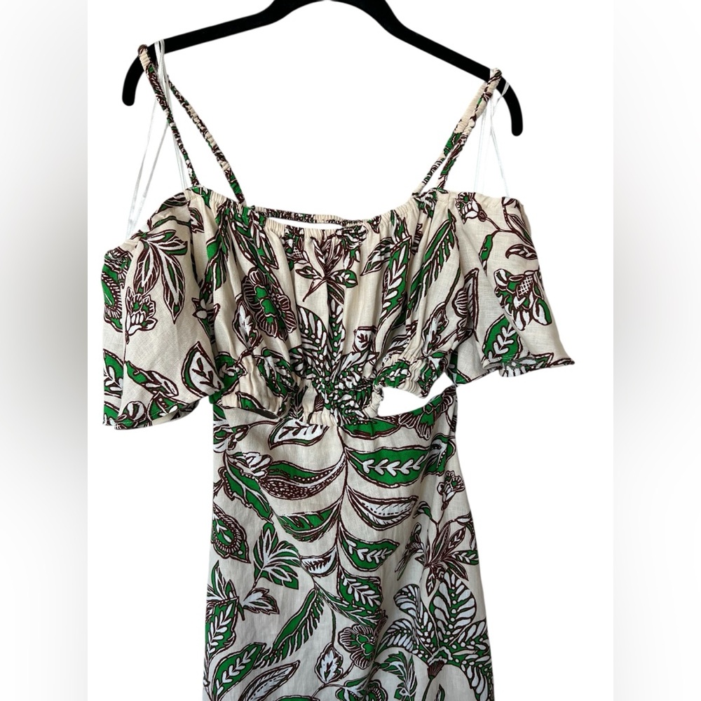 π π NWT ZARA Cutout Leaf Print Maxi Dress | Green, Brown & Tan | Womenβs Small - Picture 2 of 12